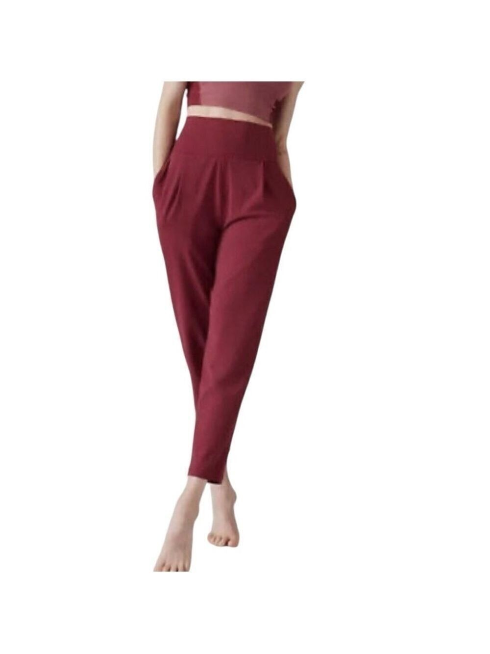 Athleta Elation Yoga Pants High Rise Coffeeberry Red Joggers Size Medium